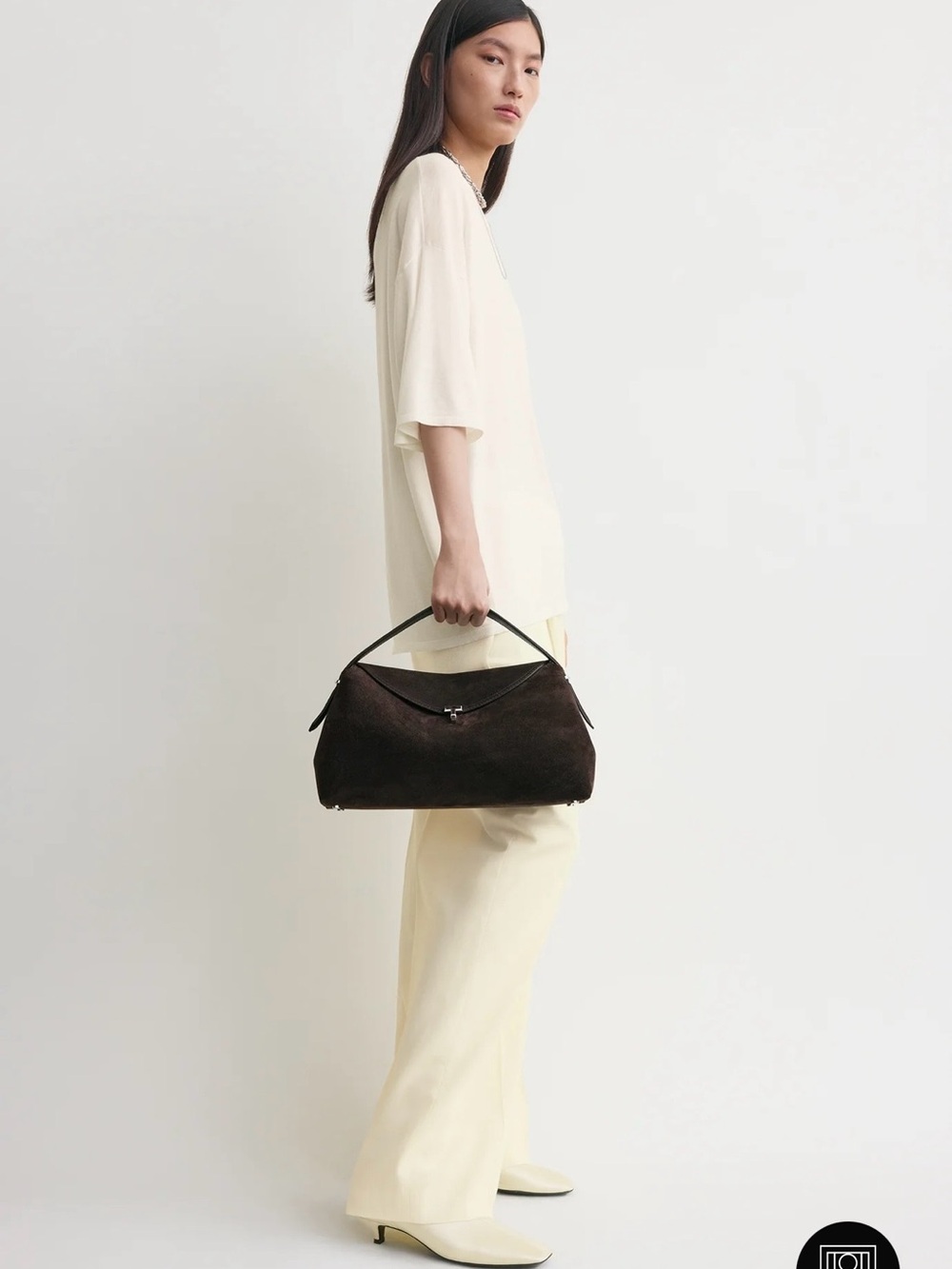 NWT Authentic TOTEME T-lock Brown Suede Top Handle Bag - Picture 3 of 16
